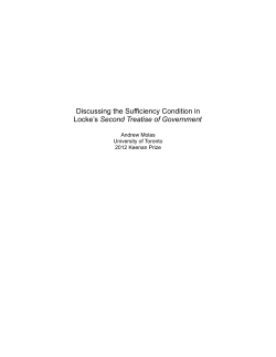 Discussing the Sufficiency Condition in Locke`s Second Treatise of