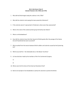 Colonial Protest in the 1760s and 1770s