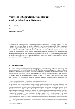 Vertical integration, foreclosure, and productive efficiency