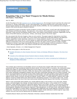 Bargaining Chip or Gas Mask? Prospects for Missile Defense
