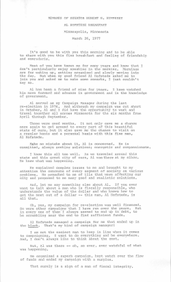 Al Hofstede Breakfast, Minneapolis, Minnesota, March 26, 1977