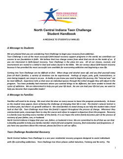 North Central Indiana Teen Challenge Student Handbook