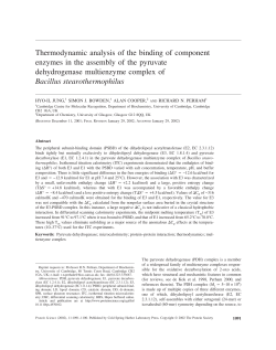 Thermodynamic analysis of the binding of component enzymes in