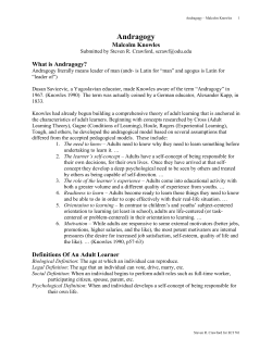 Andragogy &ndash; Malcolm Knowles