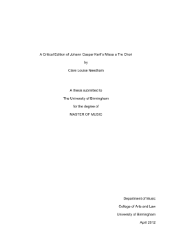 A Critical Edition of Johann Caspar Kerll`s Missa a Tre Chori