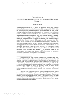 Caveat Emptor: Let the Borrower Beware of the Subprime Mortgage