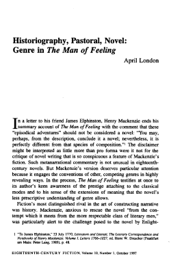 Historiography, Pastoral, Novel: Genre in The Man of Feeling