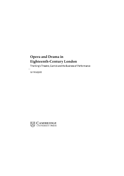 Opera and Drama in Eighteenth-Century London