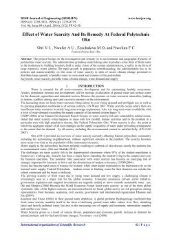 Effcet of Water Scarcity And Its Remedy At Federal