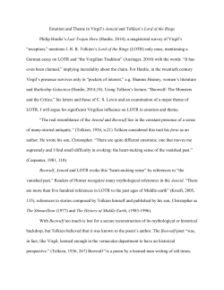 Emotion and Theme in Virgil`s Aeneid and Tolkien`s Lord