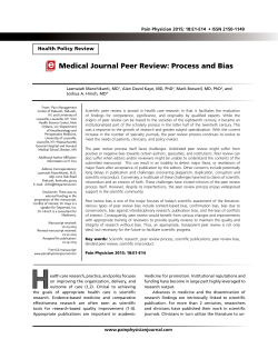 Medical Journal Peer Review: Process and Bias