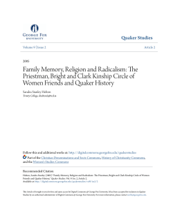 Family Memory, Religion and Radicalism: The Priestman, Bright and