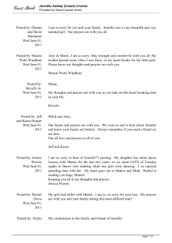 Jennifer Ashley (Crews) Cromer Guest Book