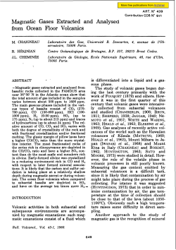 Magmatic gases extracted and analysed from ocean floor volcanics