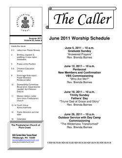 June 2011 Worship Schedule - The Presbyterian Church of Plum