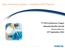 New business models – interface with Pharma