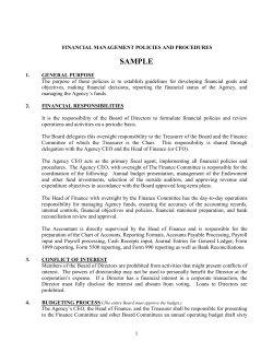 Sample Financial Management Policies and Procedures