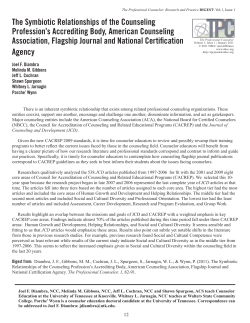 The Symbiotic Relationships of the Counseling Profession`s