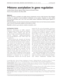 Histone acetylation in gene regulation