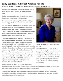 Sally Wallace: A Sweet Adeline for life