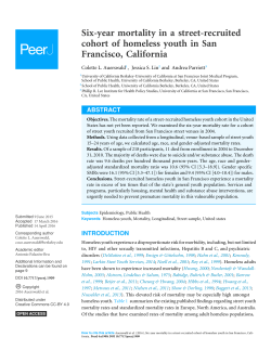 Six-year mortality in a street-recruited cohort of homeless