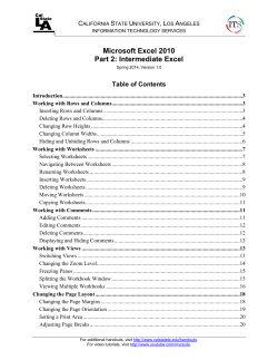Microsoft Excel 2010 Part 2: Intermediate Excel - Menu