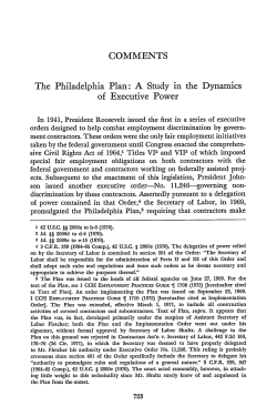 The Philadelphia Plan: A Study in the Dynamics of Executive Power