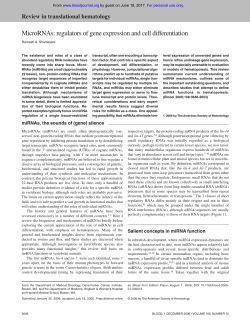 MicroRNAs: regulators of gene expression and cell