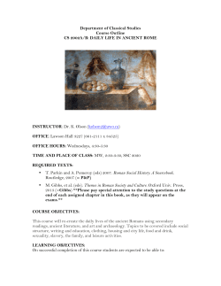 Department of Classical Studies Course Outline CS 2902A/B: DAILY