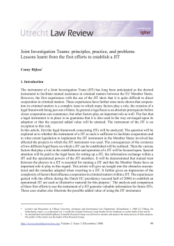 Joint Investigation Teams: principles, practice, and problems