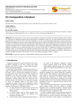 On Comparative Literature - Science Publishing Group