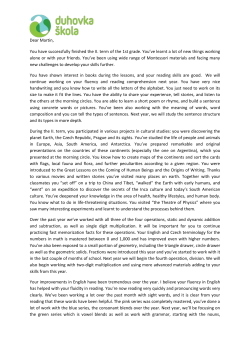 Dear Martin, You have successfully finished the II. term of the 1st