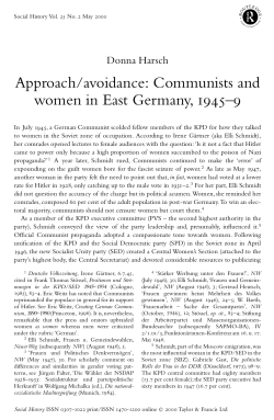 Approach/avoidance: Communists and women in East Germany