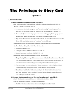 The Privilege of Obedience - Expository Sermon Outlines