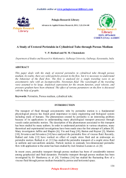 A Study of Ureteral Peristalsis in Cylindrical Tube through