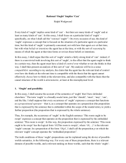 Rational `Ought` Implies `Can` Ralph Wedgwood Every kind of `ought