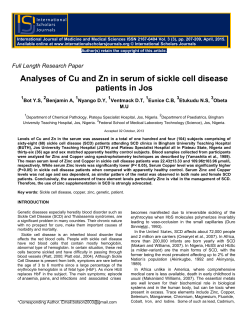 Analyses of Cu and Zn in serum of sickle cell disease patients in Jos