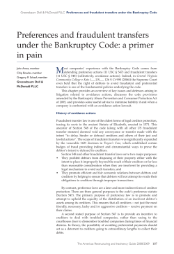 Preferences and fraudulent transfers under the Bankruptcy Code: a