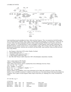 A JUMBLE OF NOTES I am researching my great grandparents