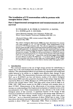 The Irradiation of V79 Mammalian Cells by Protons with