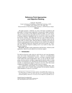 Reference Point Approaches and Objective Ranking