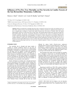 Influence of Pre-Fire Tree Mortality on Fire Severity in Conifer