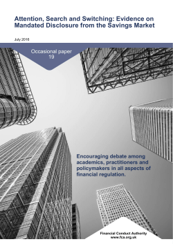 Occasional Paper 19: Attention, Search and Switching