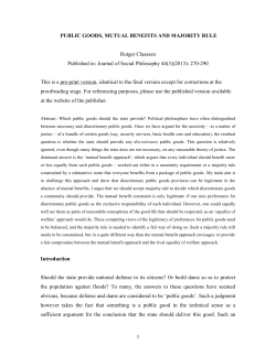 Public Goods, Mutual Benefits and Majority Rule