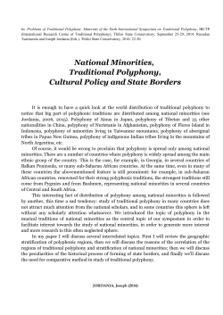 National Minorities, Traditional Polyphony, Cultural Policy and State