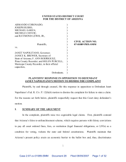 1 UNITED STATES DISTRICT COURT FOR THE DISTRICT OF