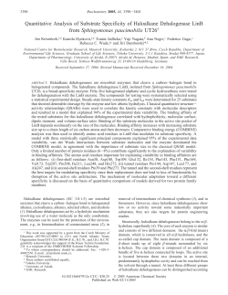 Quantitative Analysis of Substrate Specificity of Haloalkane