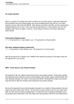 Food News - MSUD Family Support Group