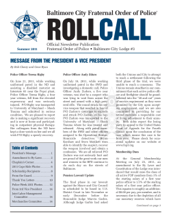 Baltimore City Fraternal Order of Police ROLLCALL