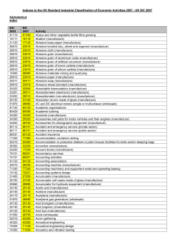 Indexes to the UK Standard Industrial Classification of Economic
